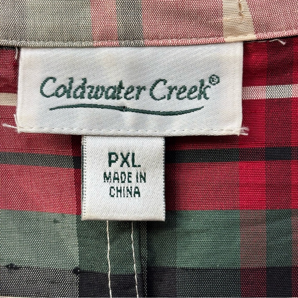 ❤️2/$15 or 3/$21❤️Coldwater Creek Plaid Silk Button-Up Blouse, Size PXL - Picture 11 of 14